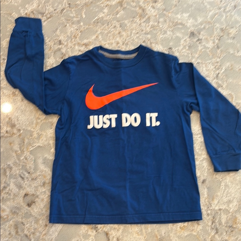 Nike Blue and Orange Long Sleeve Tee